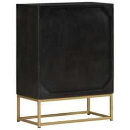 Berkfield Classic Sideboard With 2 Doors Black&gold 55X30X75 Cm Solid Wood Mango - thumbnail 5