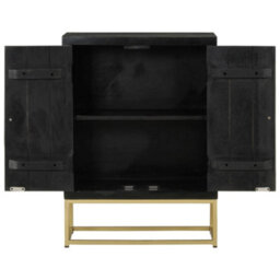 Berkfield Classic Sideboard With 2 Doors Black&gold 55X30X75 Cm Solid Wood Mango - thumbnail 3