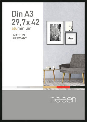 Nielsen Pixel A3 29.7 X 42 Cm Poster Frame, Frosted Black With Float Glass And Push/turn Clips - image 1