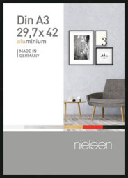Nielsen Pixel A3 29.7 X 42 Cm Poster Frame, Frosted Black With Float Glass And Push/turn Clips