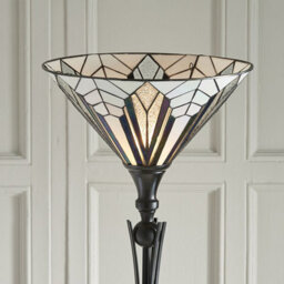 Luminosa Lighting Luminosa Astoria 1 Light Floor Lamp Uplighter Black, Tiffany Style Glass, E27 - thumbnail 3