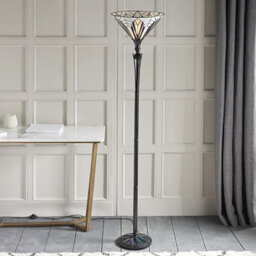 Luminosa Lighting Luminosa Astoria 1 Light Floor Lamp Uplighter Black, Tiffany Style Glass, E27 - thumbnail 2