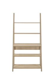 Timber Art Design Riva Ladder Bookcase With 5 Tier Shelves & Overhanging Desk Shelf In Oak Effect - thumbnail 1