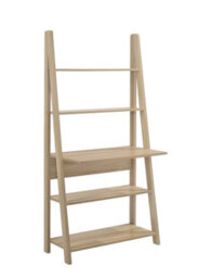 Timber Art Design Riva Ladder Bookcase With 5 Tier Shelves & Overhanging Desk Shelf In Oak Effect - thumbnail 2