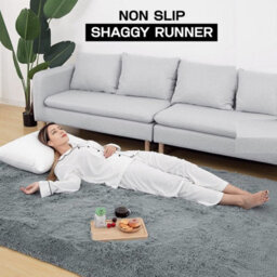 Ameha Shaggy Grey Area Rugs For Bedroom, Hallway Runner Fluffy Rug Anti-Slip - Soft Thick Pile Rug Non-Shedding, 60X220 Cm - thumbnail 1