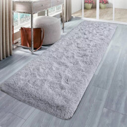 Ameha Shaggy Grey Area Rugs For Bedroom, Hallway Runner Fluffy Rug Anti-Slip - Soft Thick Pile Rug Non-Shedding, 60X220 Cm - thumbnail 2