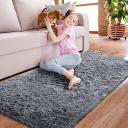 Ameha Shaggy Grey Area Rugs For Bedroom, Hallway Runner Fluffy Rug Anti-Slip - Soft Thick Pile Rug Non-Shedding, 60X220 Cm - thumbnail 3