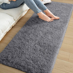 Ameha Shaggy Grey Area Rugs For Bedroom, Hallway Runner Fluffy Rug Anti-Slip - Soft Thick Pile Rug Non-Shedding, 60X220 Cm - thumbnail 8