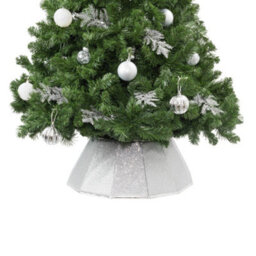Christmas Village Glossy Silver Collapsible Tree Skirt 68Cm Durable Polyester W/ Velcro Easy Assembly Compact Elegant Décor