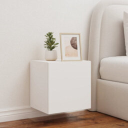 Berkfield Tv Wall Cabinet With Led Lights White 40.5X35X40 Cm - thumbnail 5