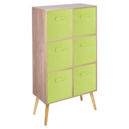 Urbn-Living Urbnliving 90Cm Height 6 Cube Oak Wooden Bookcase With Beech Legs Living Room Green Shelf Storage Drawers