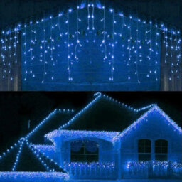 Shatchi 240 Led Icicle Lights 5M - 8 Modes, Blue Outdoor Christmas Lights