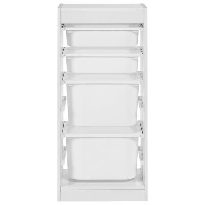 Wyld And Coco Kids Shelf With 4 Plastic Drawers, Matt White, Compact 42 X 30 X 89 Cm - image 1
