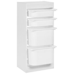 Wyld And Coco Kids Shelf With 4 Plastic Drawers, Matt White, Compact 42 X 30 X 89 Cm - thumbnail 5