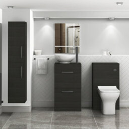 Royal Bathrooms 500mm Floor Standing Vanity Unit 2 Drawer Hale Black & Countertop Basin - Breeze With Matt Black Handle - thumbnail 2