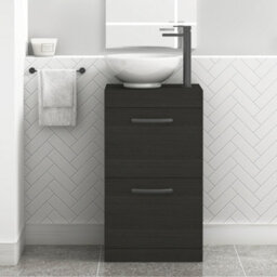 Royal Bathrooms 500mm Floor Standing Vanity Unit 2 Drawer Hale Black & Countertop Basin - Breeze With Matt Black Handle - thumbnail 1