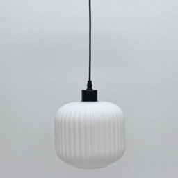 First Choice Lighting Bento - White Ribbed Glass With Black Pendant Fitting - thumbnail 5