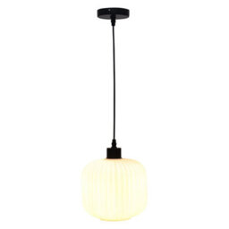 First Choice Lighting Bento - White Ribbed Glass With Black Pendant Fitting - thumbnail 2