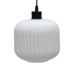 First Choice Lighting Bento - White Ribbed Glass With Black Pendant Fitting - thumbnail 7