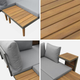 Sweeek - 4-Seater Modular Aluminium And Acacia Garden Lounge Set Anthracite 140X68X65 Cm - Sao Paulo - thumbnail 5