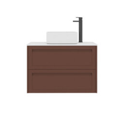 Royal Bathrooms Royal Bathroom Elmore 800mm Terracotta Clay Wall Mounted Bathroom Vanity Unit 2 Drawer Plain White Worktop With Elena Basin - thumbnail 7