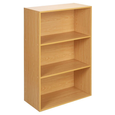 Urbn-Living Urbnliving 90Cm Height Wide 3 Tier Book Shelf Deep Bookcase Storage Cabinet Display Colour Beech Dining Living Room - image 1
