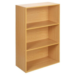 Urbn-Living Urbnliving 90Cm Height Wide 3 Tier Book Shelf Deep Bookcase Storage Cabinet Display Colour Beech Dining Living Room - thumbnail 1