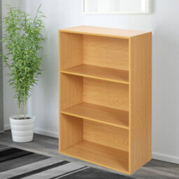 Urbn-Living Urbnliving 90Cm Height Wide 3 Tier Book Shelf Deep Bookcase Storage Cabinet Display Colour Beech Dining Living Room - thumbnail 2