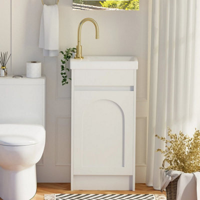 400mm Floor Standing 1-Door Basin Vanity Unit White Bathroom Storage Cabinet New - image 1