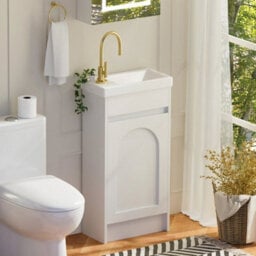 400mm Floor Standing 1-Door Basin Vanity Unit White Bathroom Storage Cabinet New - thumbnail 2