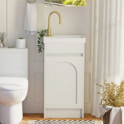 400mm Floor Standing 1-Door Basin Vanity Unit White Bathroom Storage Cabinet New - thumbnail 1
