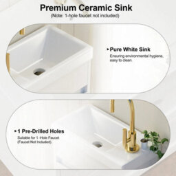 400mm Floor Standing 1-Door Basin Vanity Unit White Bathroom Storage Cabinet New - thumbnail 5