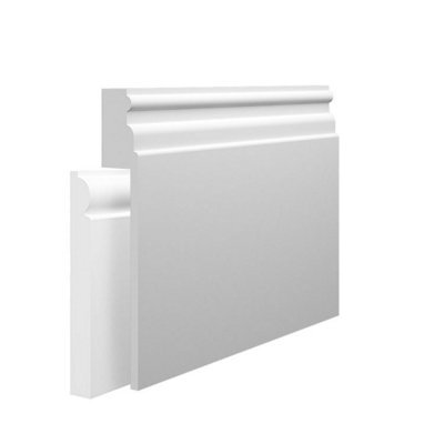 Skirting World Reeded 1 Mdf Skirting Board Cover - 120mm X 25mm X 4200mm, Primed (Pack Of 2)