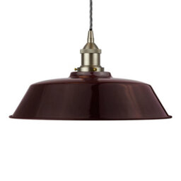 Burgundy Red Chancery Painted Dome Pendant Light With Brushed Chrome Lamp Holder And Grey Twisted Cable - Se Home