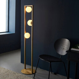 Luminosa Lighting Luminosa Teo Multi Arm Floor Lamp Brushed Gold Finish, Gloss Opal Glass, 3X G9 - thumbnail 3