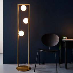 Luminosa Lighting Luminosa Teo Multi Arm Floor Lamp Brushed Gold Finish, Gloss Opal Glass, 3X G9 - thumbnail 2