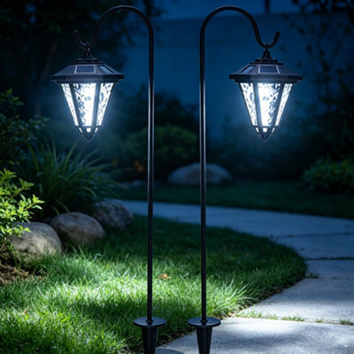 Amorly 2 Pc Solar Hanging Lantern Lights,waterproof Solar Powered Outdoor Garden Lamp,white Light Lighting For Lawn,patio - image 1