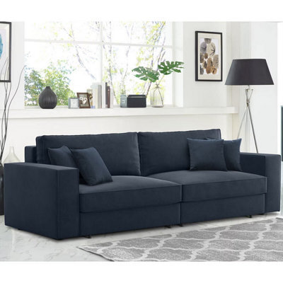 Xample Coddle Infinity Navy Velvet Convertible Sofa Bed 3-In-1 Sofa, Lounger & Sleeper, Pocket Coil Cushions, 4 Accent Pillows, 152X203Cm - image 1