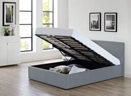 Modernique Grey 4Ft6, Ottoman Double Storage Bed Faux Leather In Grey - thumbnail 1