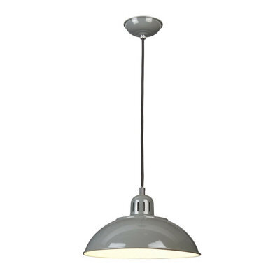 Stylish Grey Led Pendant Light Fitting With E27 Socket And 60W Bulb