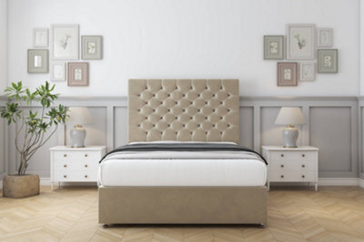 "Sloomy Mayfair Almond Coniston Divan Bed With Mattress No Drawers With 26"" Strutted Headboard 4' Small Double" - image 1