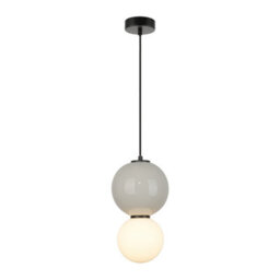 Luminosa Lighting Luminosa Pieve Slim Pendant Ceiling Light Grey, Matt White With Opal, Grey, Glass, Ceramics Shade 3000K Warm White - thumbnail 1