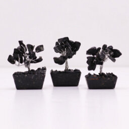 Serenityy Mini Gemstone Tree On Orgonite Base With 15 Black Agate Stones, 5 Cm Height, Lightweight Decorative Accent - thumbnail 4