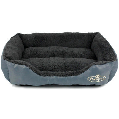 Actiaspet Dog Bed Cat Beds Washable Soft Faux Fur Fleece Cushion Pet Puppy Basket Grey Medium - image 1