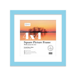 "4X4"" Light Blue Picture Frame - 4X4"" Square Frame With 3X3"" Mount For 4X4""/3X3"" Pictures Art Deco Style Wall Art, 1 Pack" - thumbnail 1