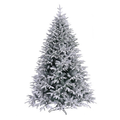 6Ft Snowy Green Snow Tipped Effect Hinged Full Artificial Christmas Tree 806 Branch Tips