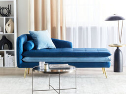 Beliani Left-Hand Chaise Longue Gonesse Velvet Blue - thumbnail 2