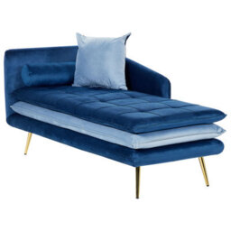 Beliani Left-Hand Chaise Longue Gonesse Velvet Blue - thumbnail 4
