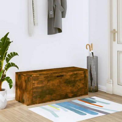 Walplus Wall Shoe Cabinet Smoked Oak 100X35X38 Cm Engineered Wood - image 1