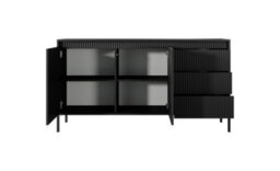 Arte Sleek Senne Sideboard Cabinet (H)810mm (W)1540mm (D)400mm - Black Matt With Fluted Fronts - thumbnail 3